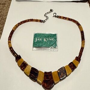 Jay King Amber and Gold Tone Necklace